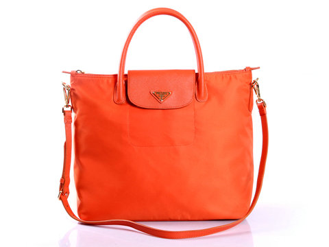 2014 Prada tessuto nylon shopper tote bag BN2107 orange - Click Image to Close